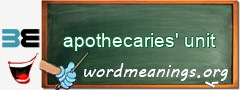 WordMeaning blackboard for apothecaries' unit